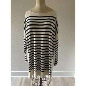CHAPS Classics | Plus Size Women's Striped Cotton Knit Sweater Tunic Size 3X